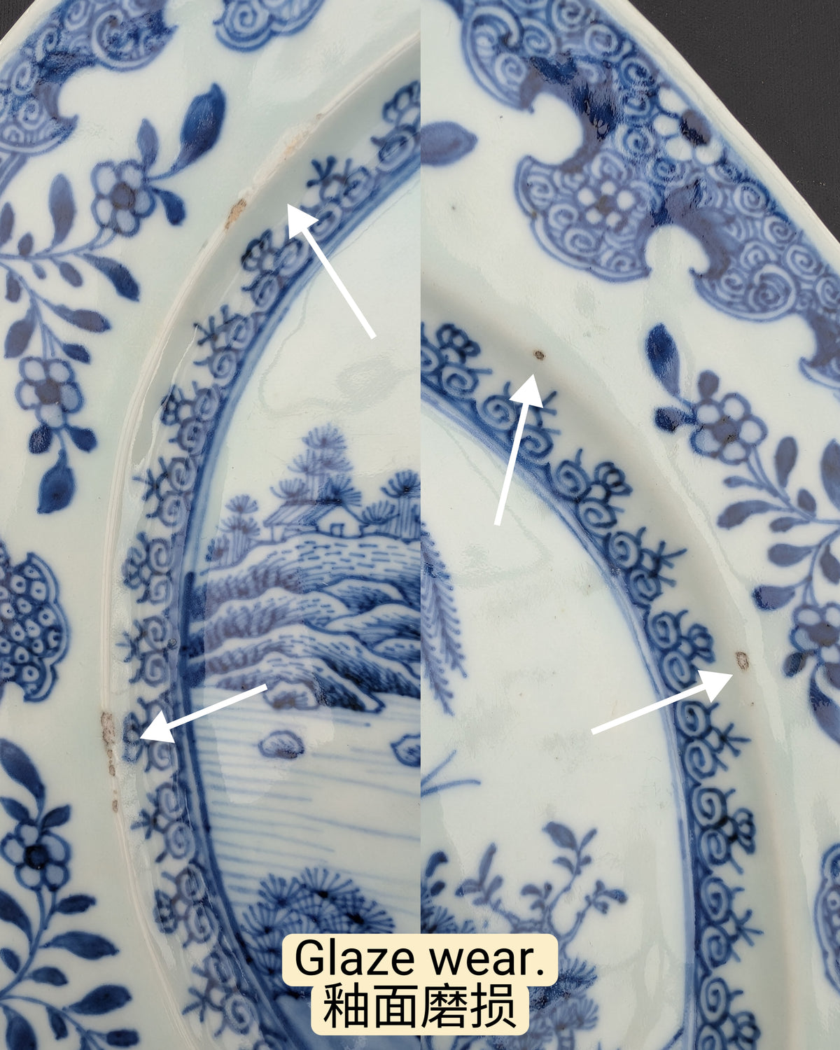 Chinese antique blue and white platter, Qianlong period #3028