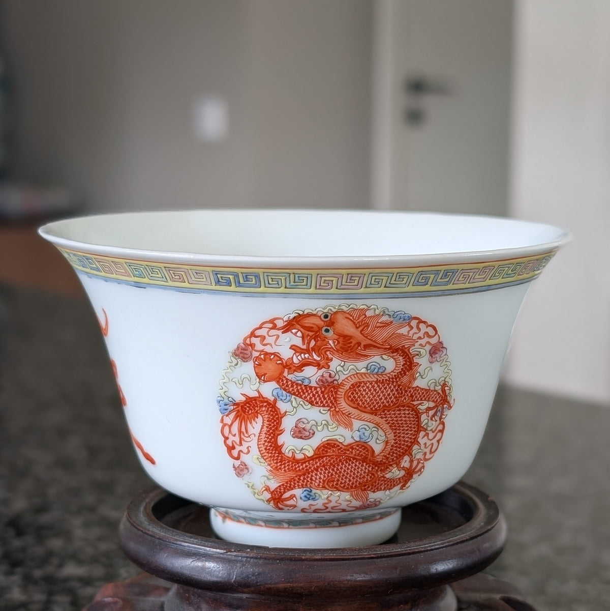 Chinese antique 'Dragon and Phoenix Roundel' Bowls, Guangxu Mark, Late Qing / Republic #2931