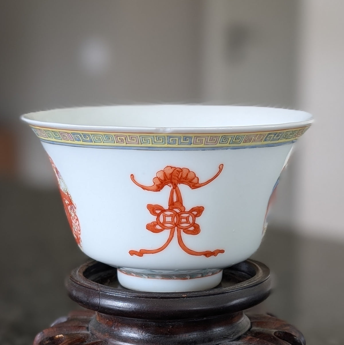 Chinese antique 'Dragon and Phoenix Roundel' Bowls, Guangxu Mark, Late Qing / Republic #2931