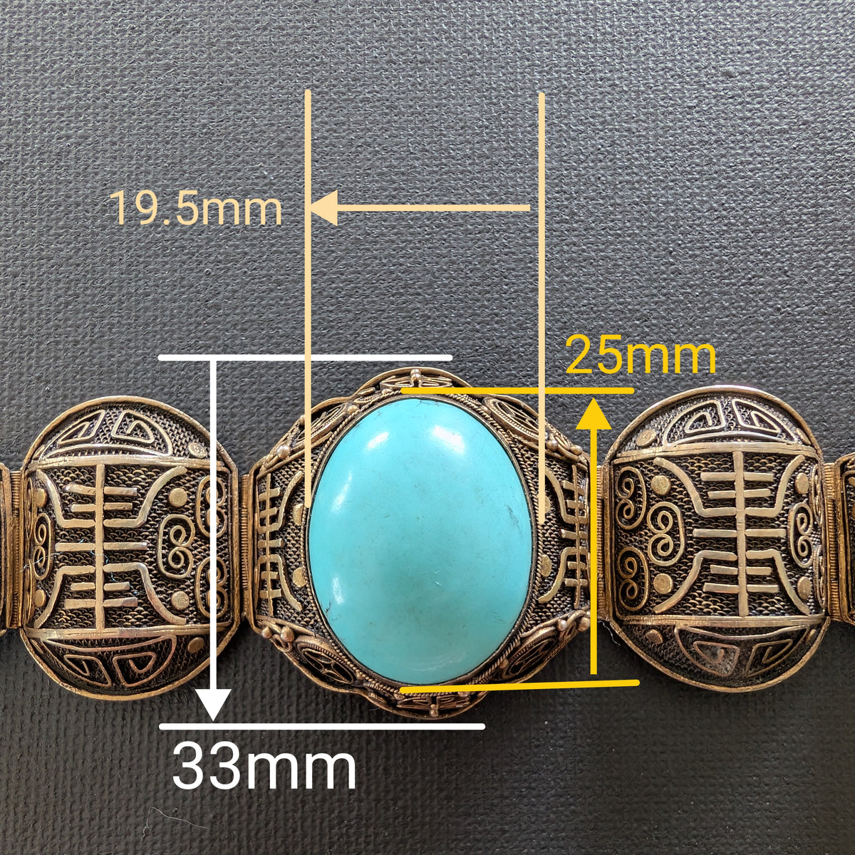 Chinese filigree handmade silver jewelry bracelet with natural turquoise #2926