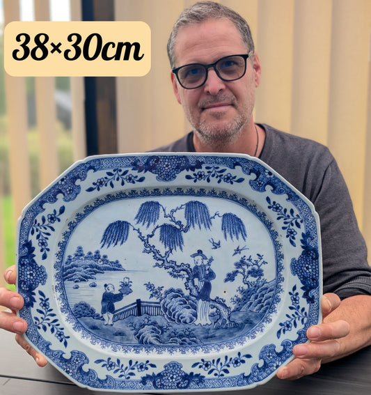 Chinese antique blue and white platter, Qianlong period #3028