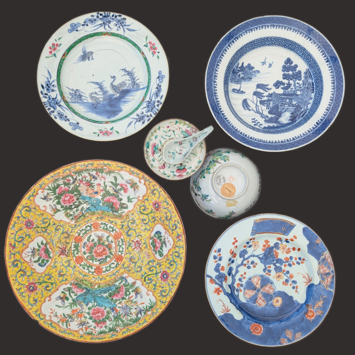 A set of 7 antique Chinese study pieces from Kangxi to Guangxu period