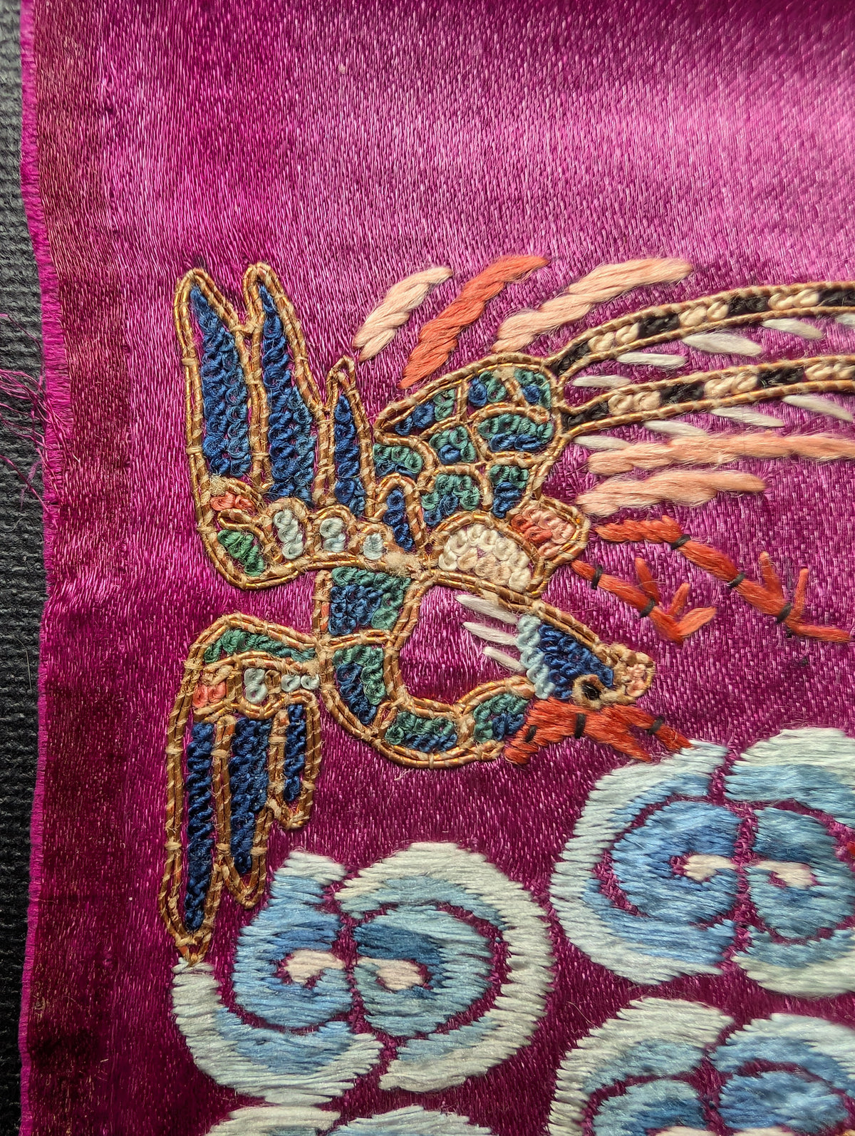 Chinese Antique silk embroidery with Dragon, 19th century Qing Dynasty #2906