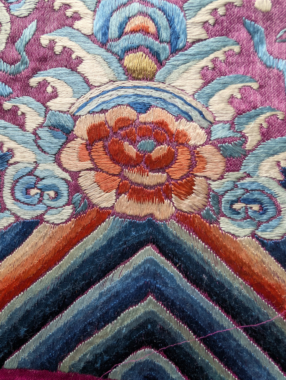 Chinese Antique silk embroidery with Dragon, 19th century Qing Dynasty #2906
