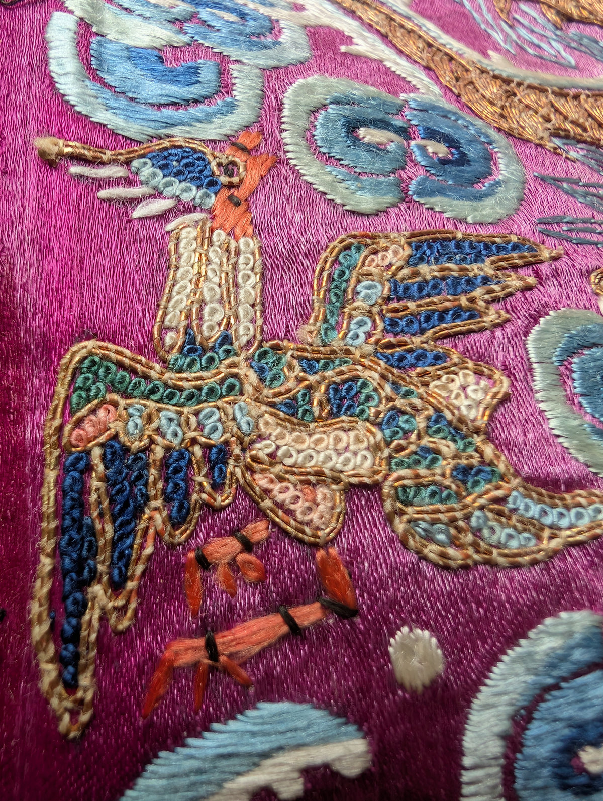 Chinese Antique silk embroidery with Dragon, 19th century Qing Dynasty #2906