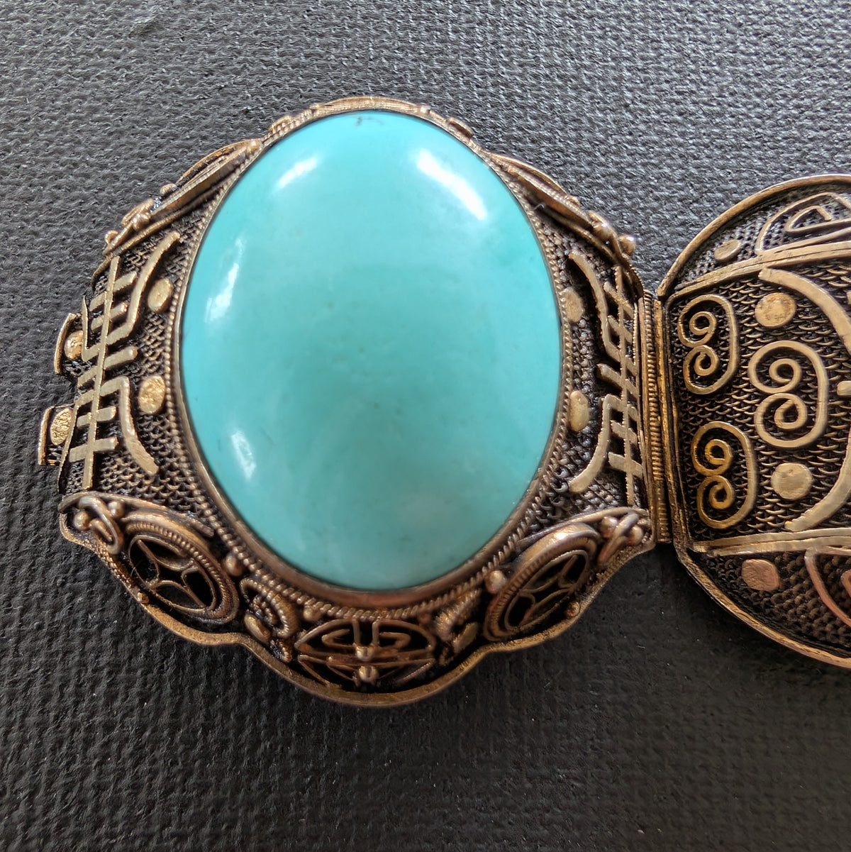 Chinese filigree handmade silver jewelry bracelet with natural turquoise #2926