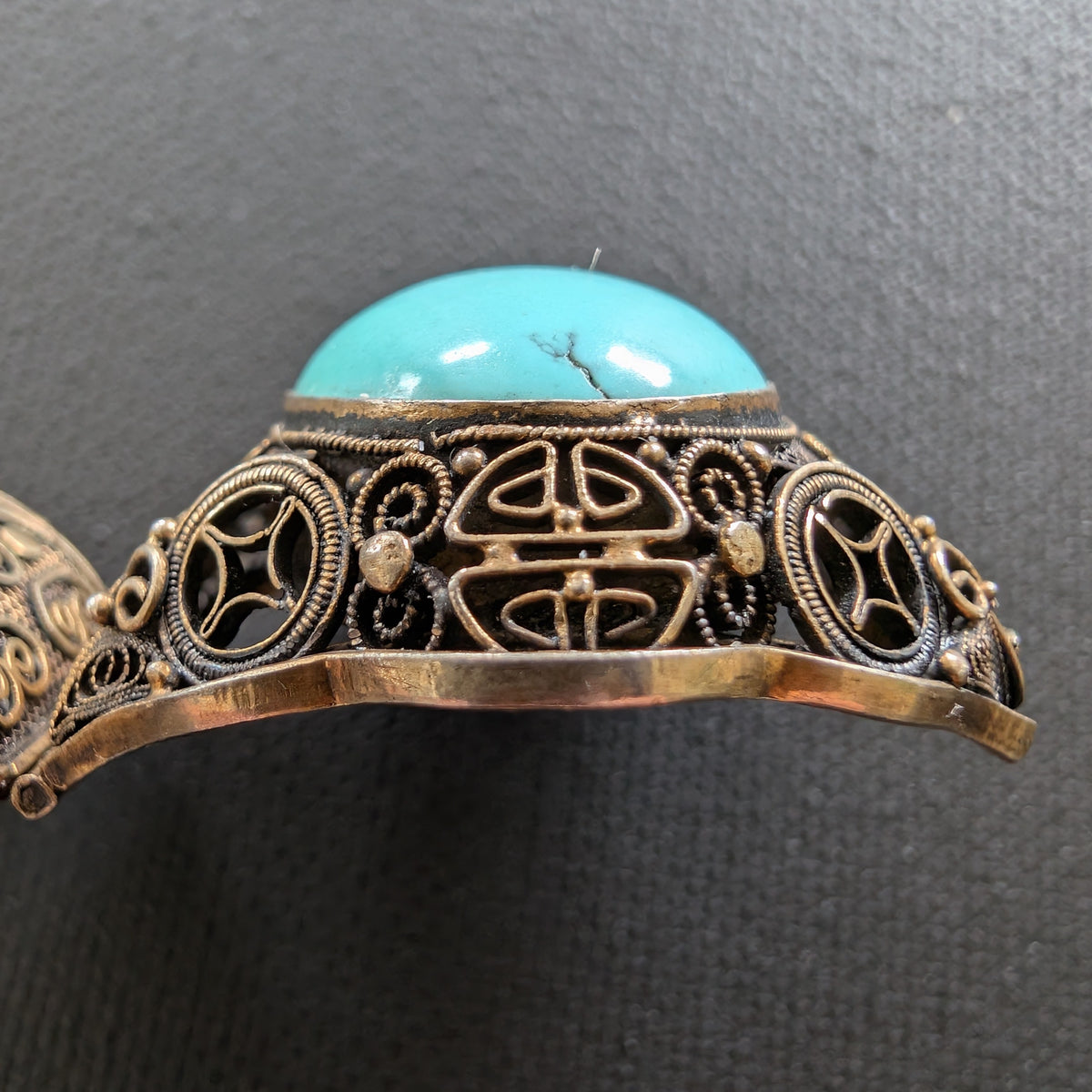 Chinese filigree handmade silver jewelry bracelet with natural turquoise #2926