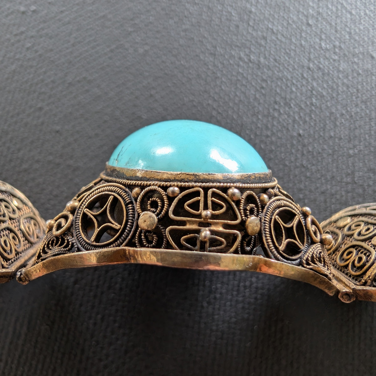 Chinese filigree handmade silver jewelry bracelet with natural turquoise #2926