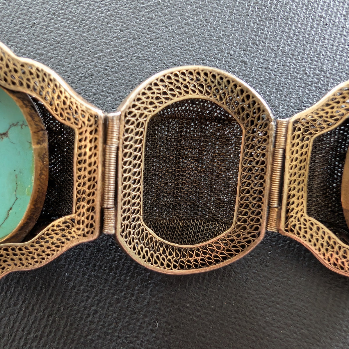 Chinese filigree handmade silver jewelry bracelet with natural turquoise #2926