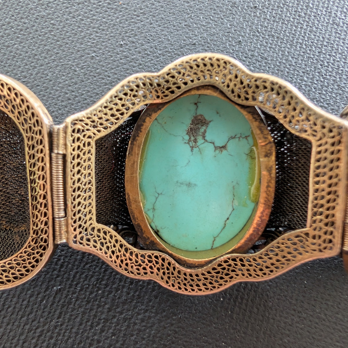 Chinese filigree handmade silver jewelry bracelet with natural turquoise #2926