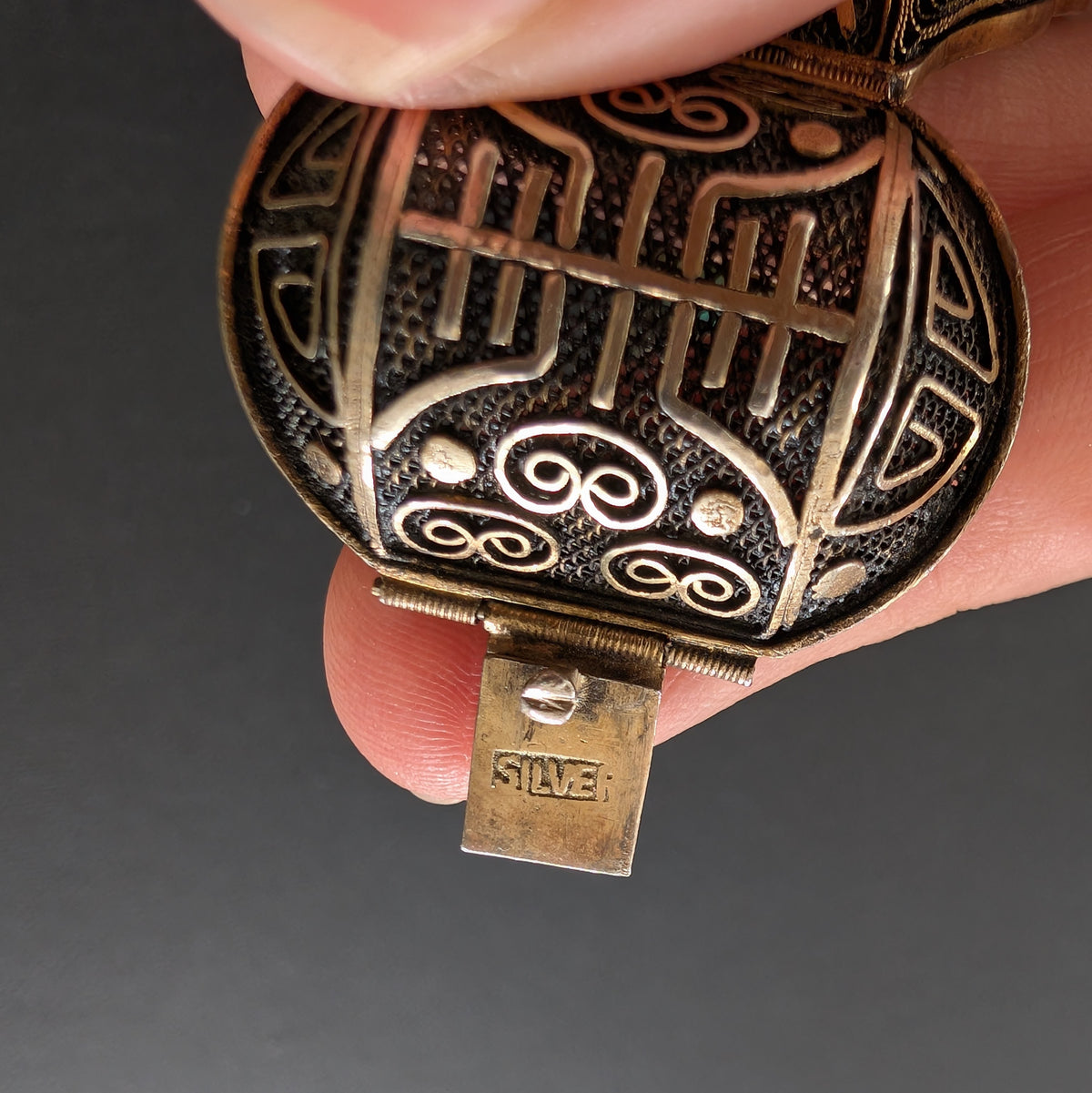 Chinese filigree handmade silver jewelry bracelet with natural turquoise #2926