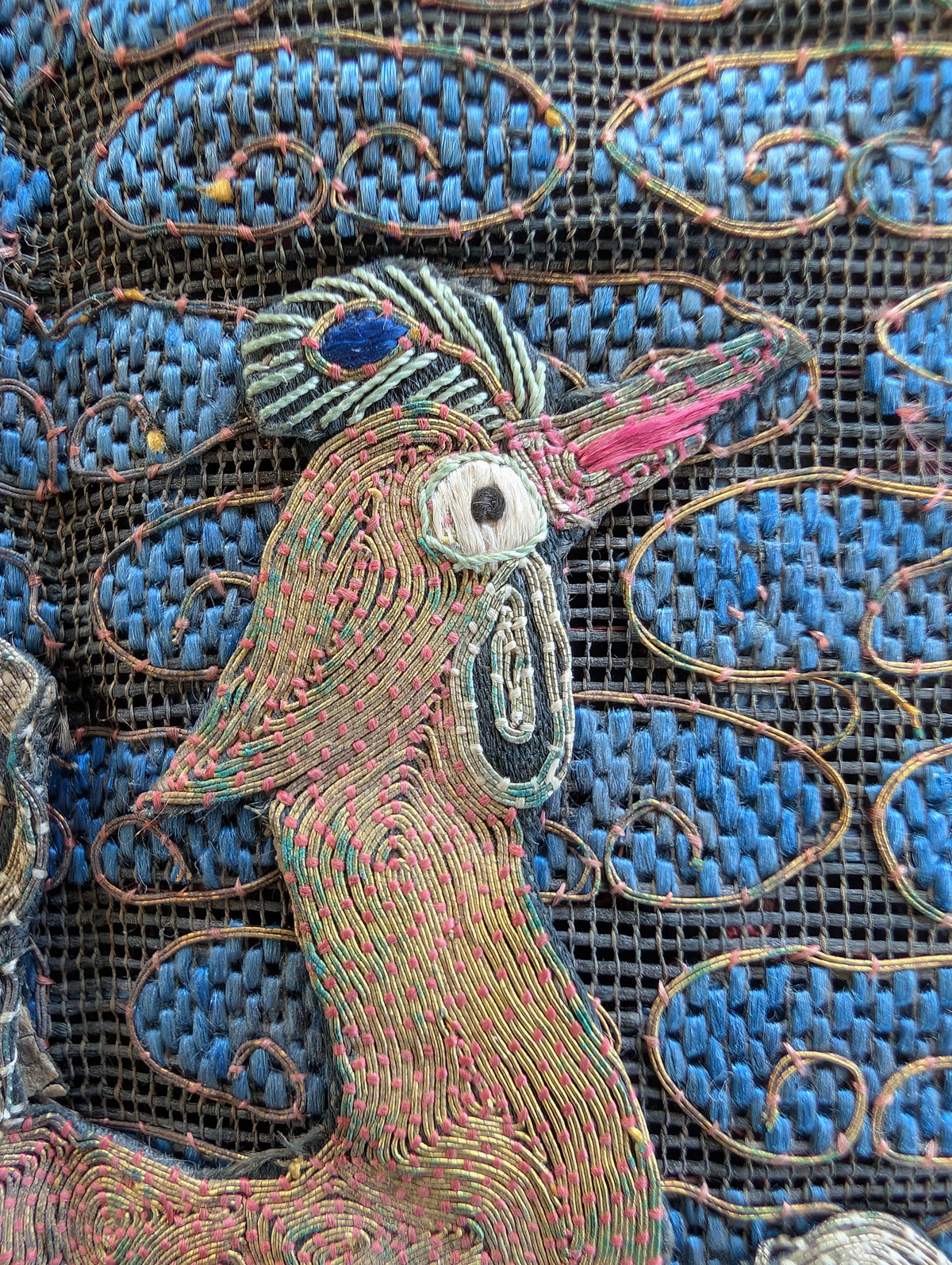 Chinese antique Civilian Rank badge with gold thread embroidery, 3rd Rank 19c #2961