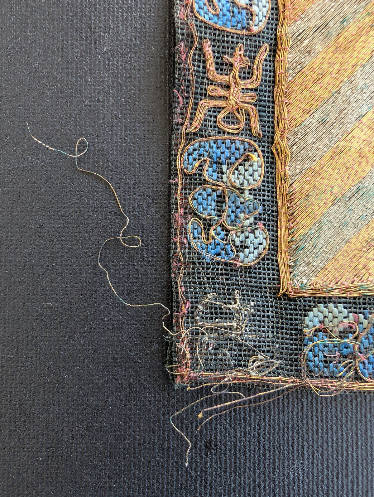 Chinese antique Civilian Rank badge with gold thread embroidery, 3rd Rank 19c #2961