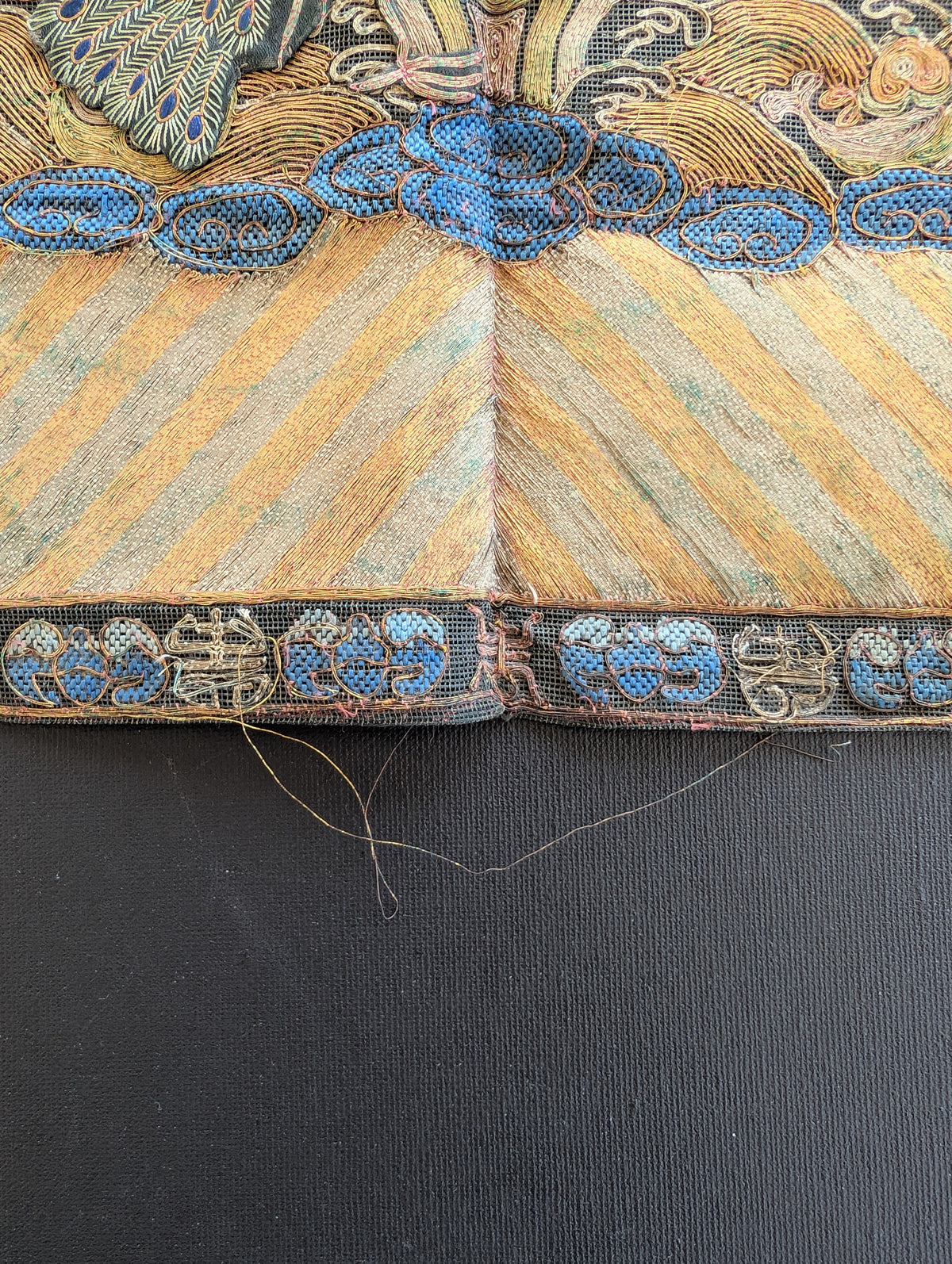 Chinese antique Civilian Rank badge with gold thread embroidery, 3rd Rank 19c #2961