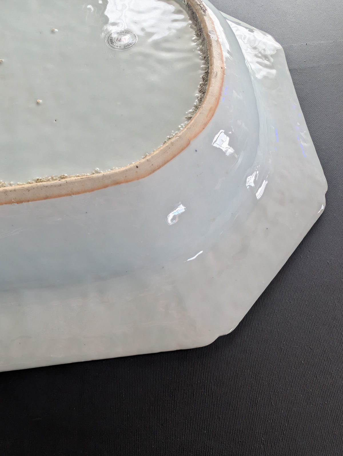 Chinese antique platter in underglazed blue and white, 18th c #2981