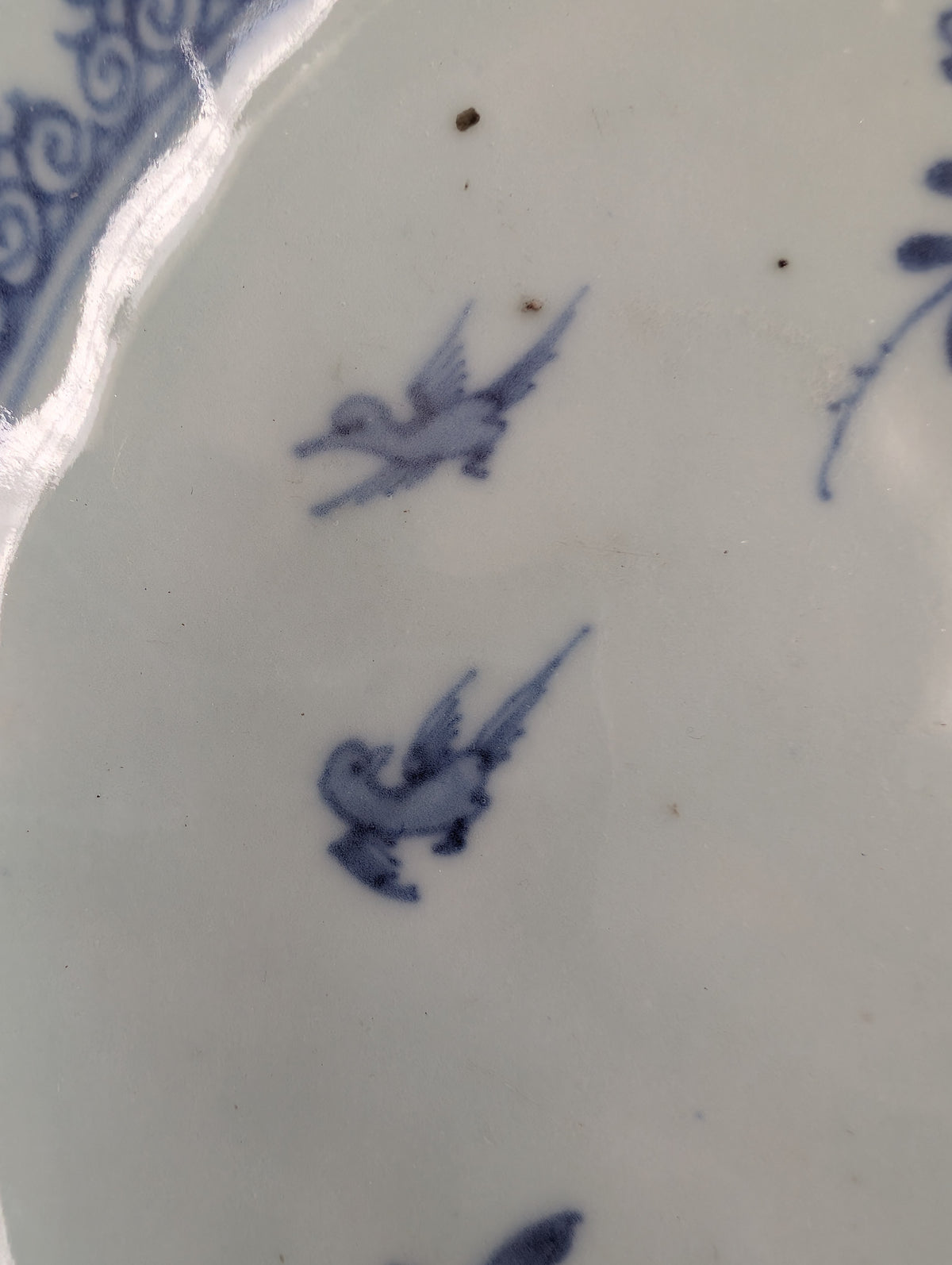 Chinese antique platter in underglazed blue and white, 18th c #2981
