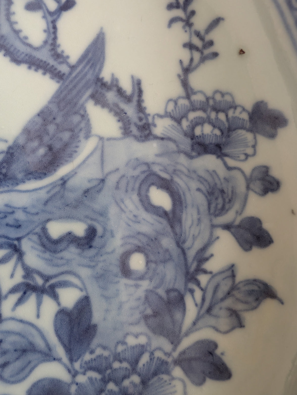 Chinese antique platter in underglazed blue and white, 18th c #2981
