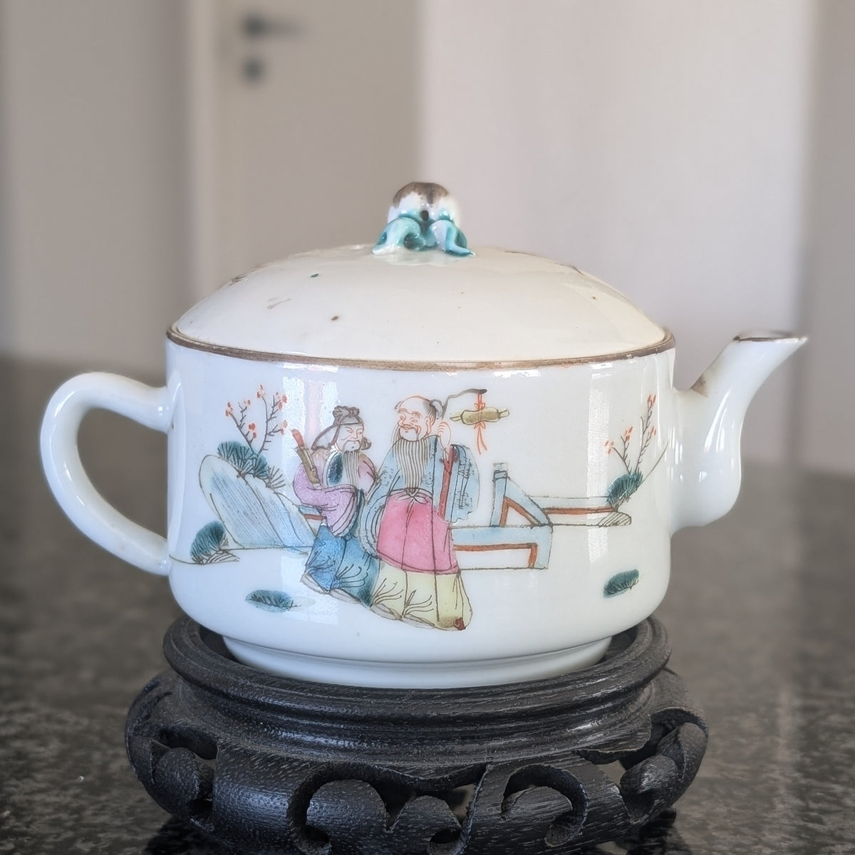 Chinese antique teapot with figure decoration, 19th century #2983