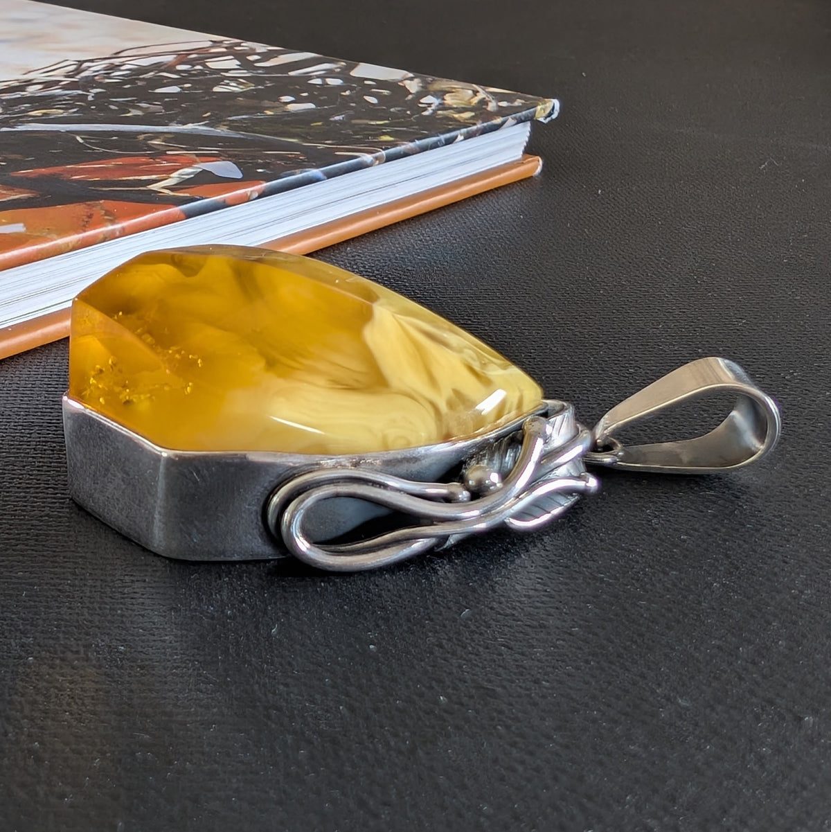 Untreated Natural Baltic Amber With Silver Pendant | Handcrafted in Local Danish Workshop 25g #2987
