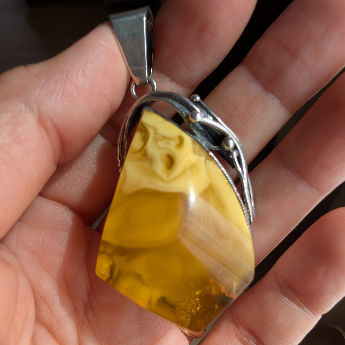 Untreated Natural Baltic Amber With Silver Pendant | Handcrafted in Local Danish Workshop 25g #2987