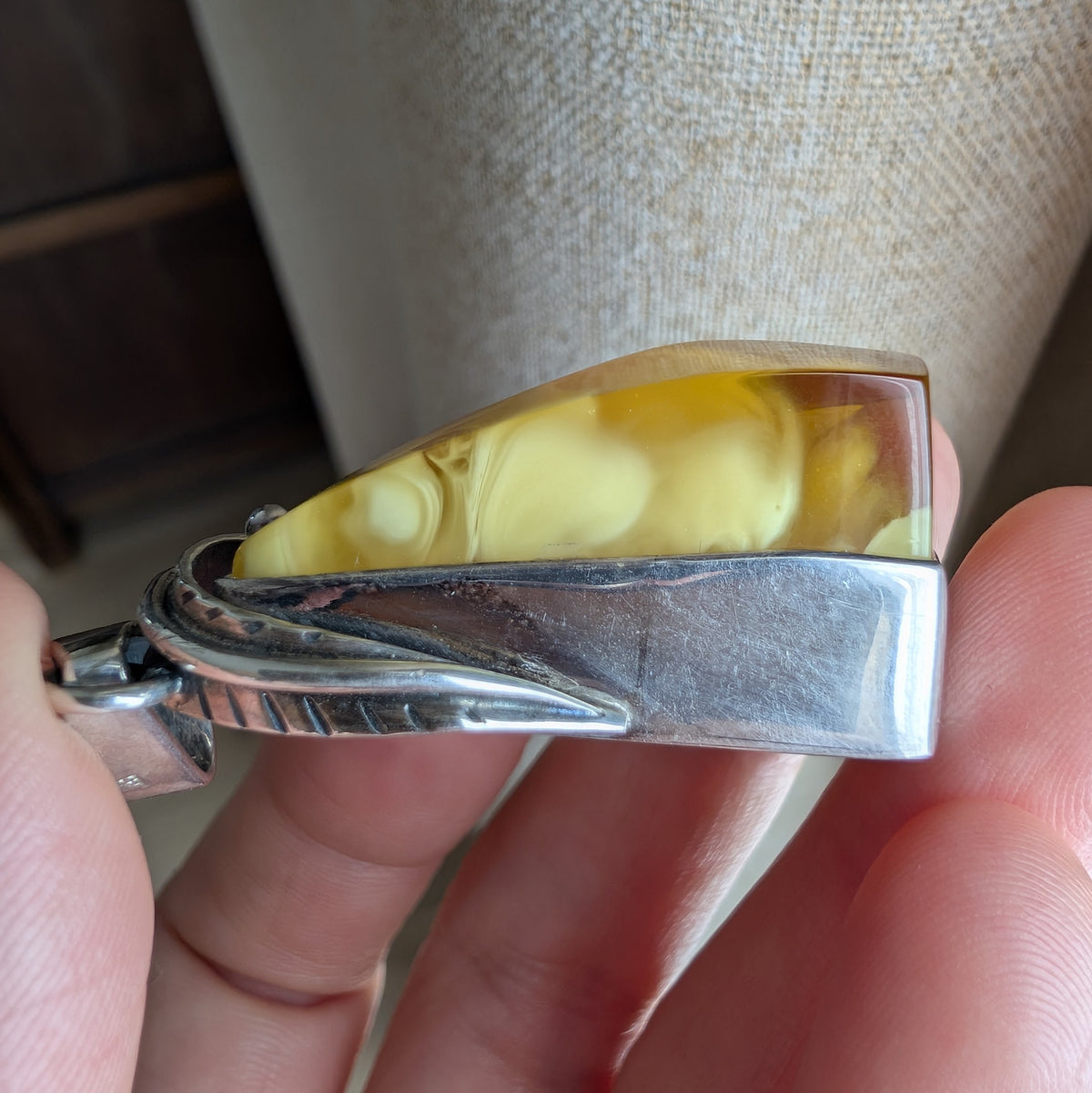Untreated Natural Baltic Amber With Silver Pendant | Handcrafted in Local Danish Workshop 25g #2987
