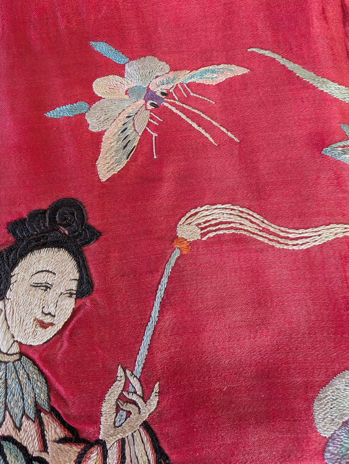 Chinese Antique silk embroidery with figure decoration, Qing Dynasty #2990