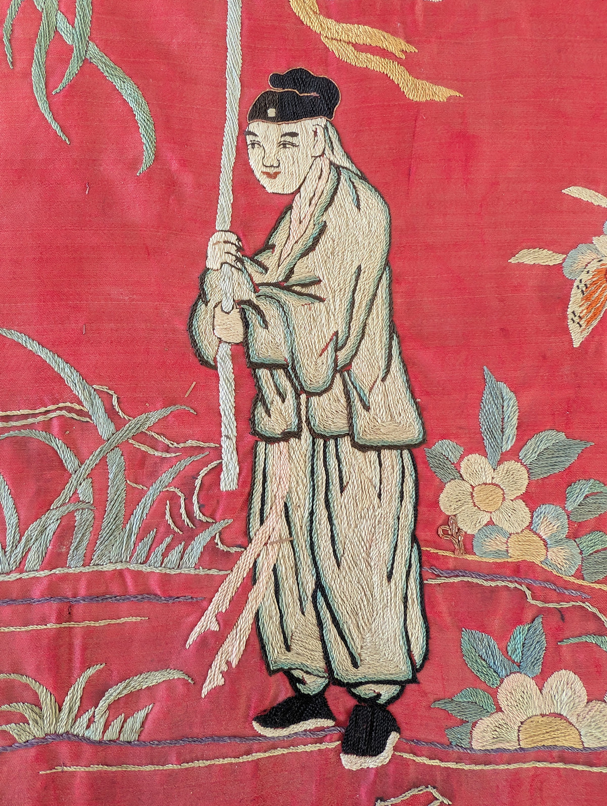 Chinese Antique silk embroidery with figure decoration, Qing Dynasty #2990