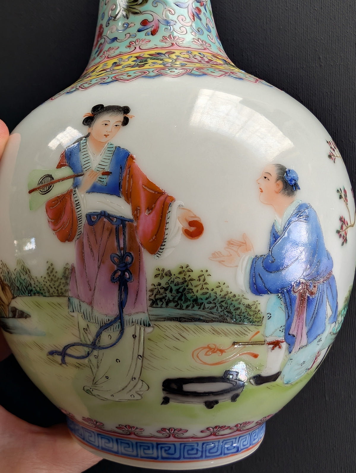 Chinese vintage famille rose vase, 张生煮海 1950-1970's #2991