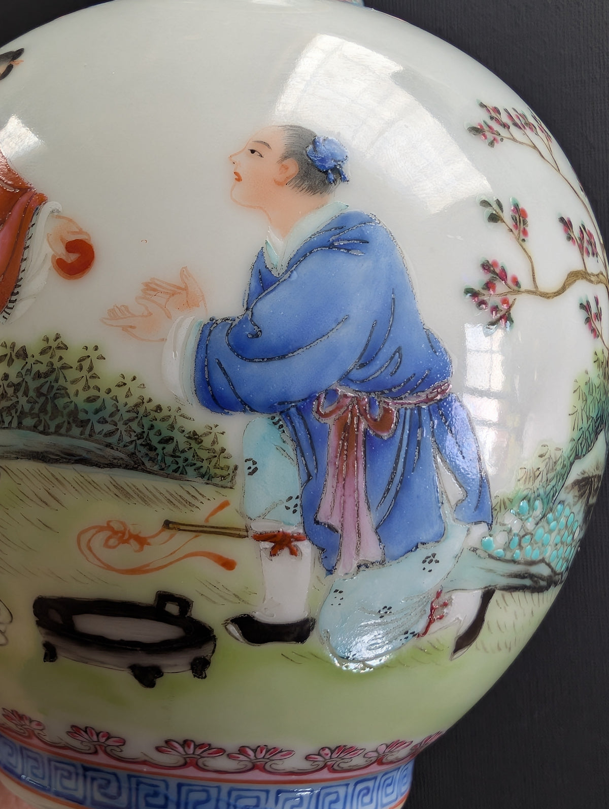 Chinese vintage famille rose vase, 张生煮海 1950-1970's #2991