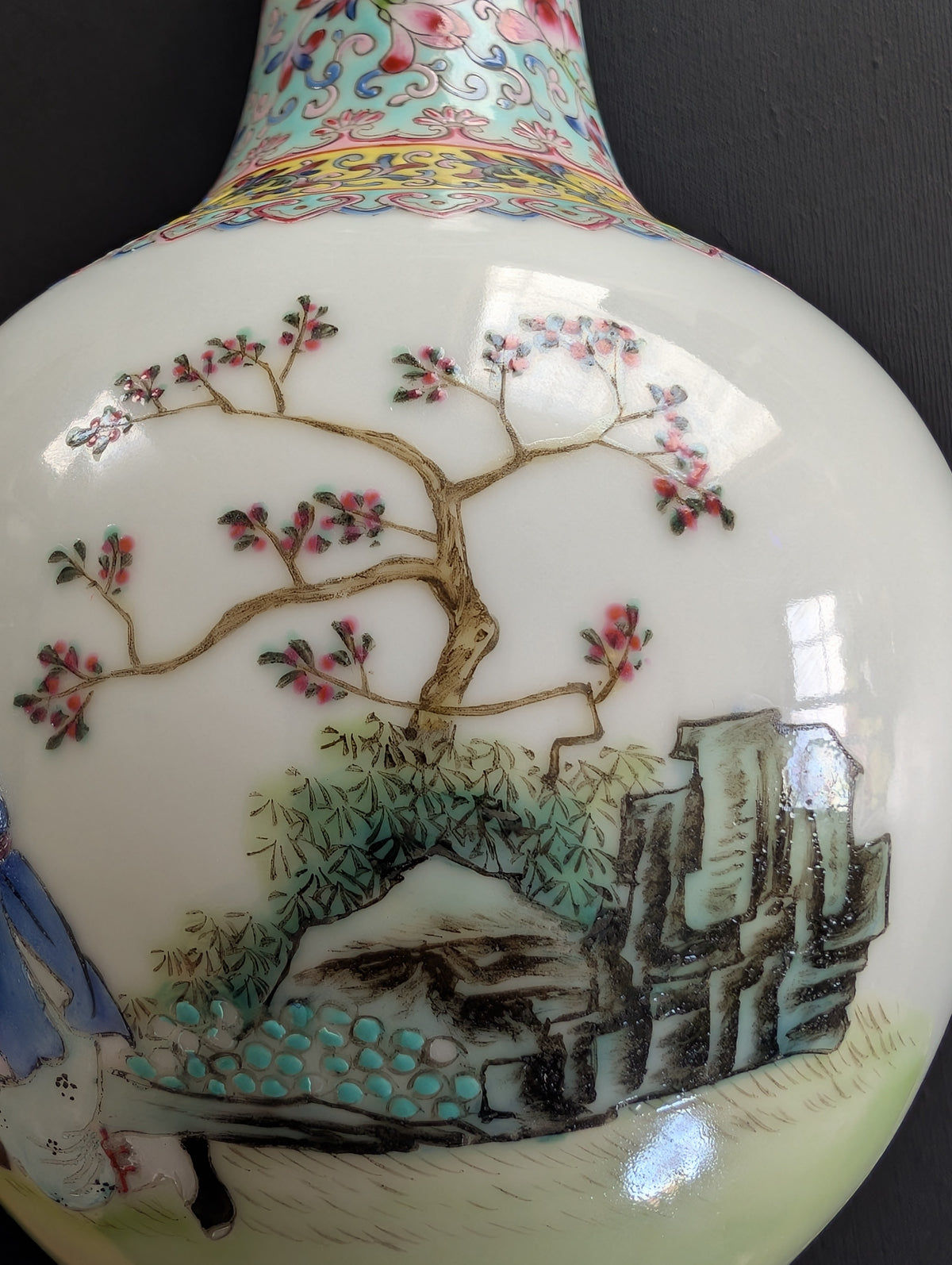 Chinese vintage famille rose vase, 张生煮海 1950-1970's #2991