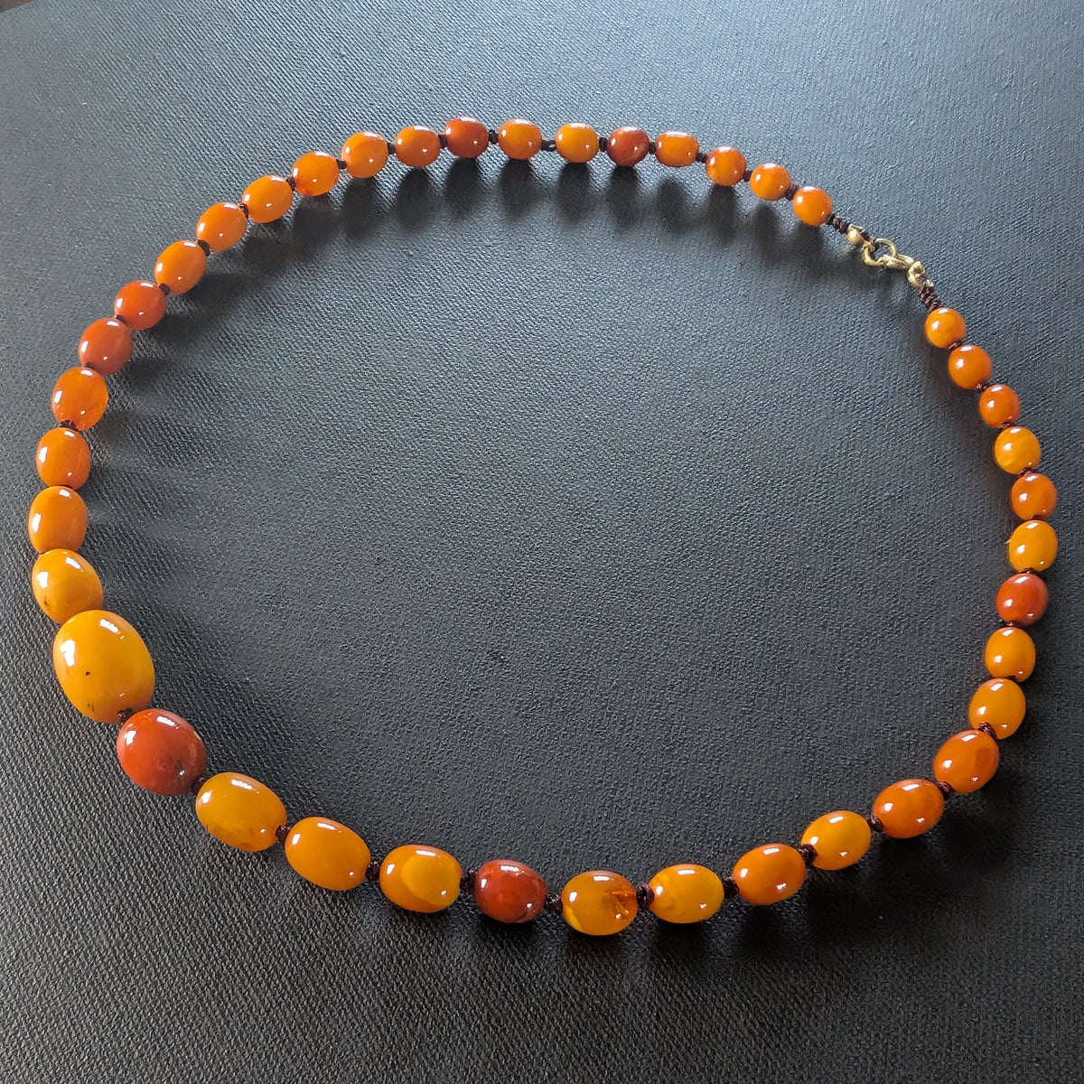 Natural Amber necklace antique from Denmark baltic amber egg yolk 20.42g #2992