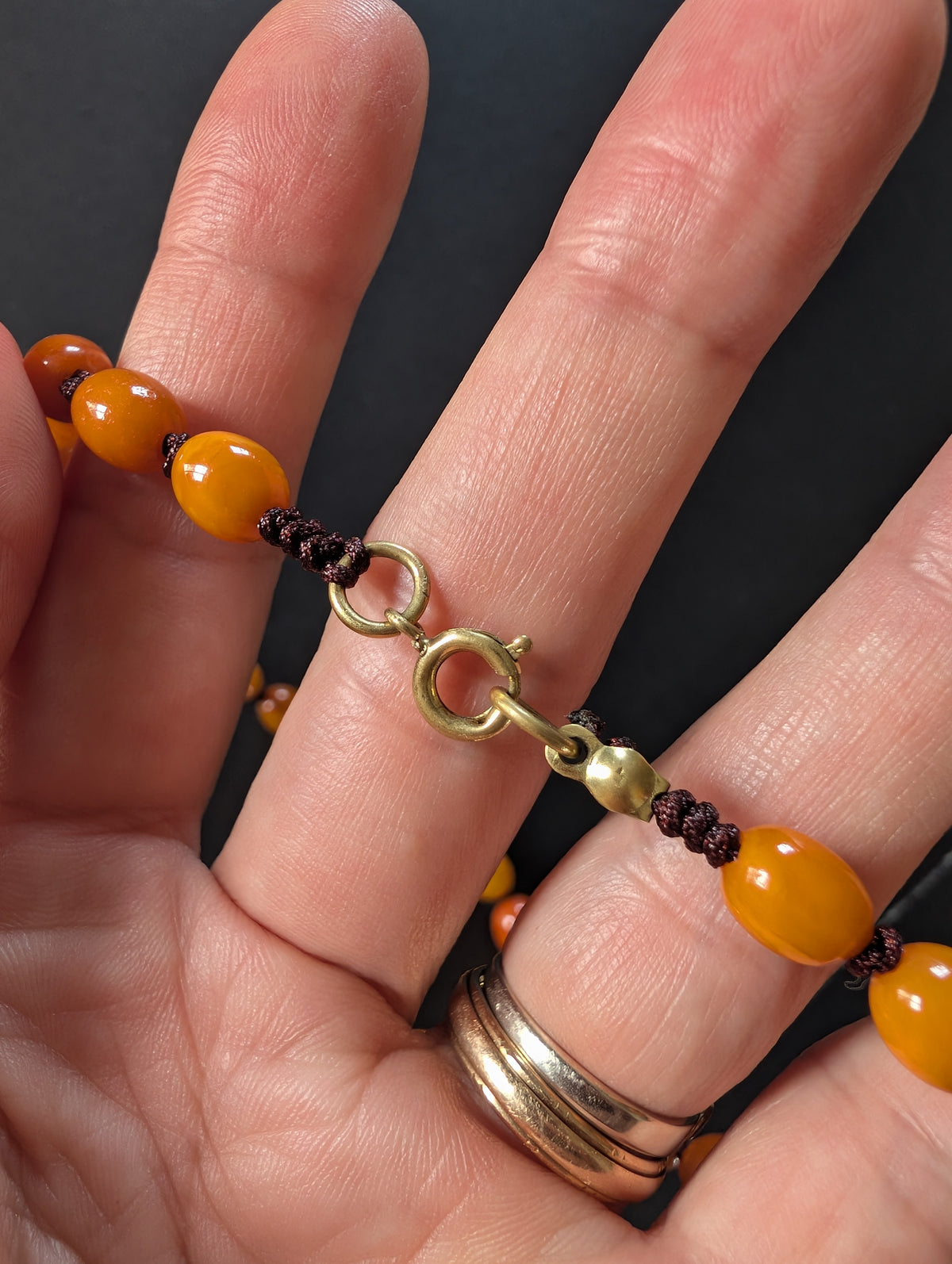 Natural Amber necklace antique from Denmark baltic amber egg yolk 20.42g #2992
