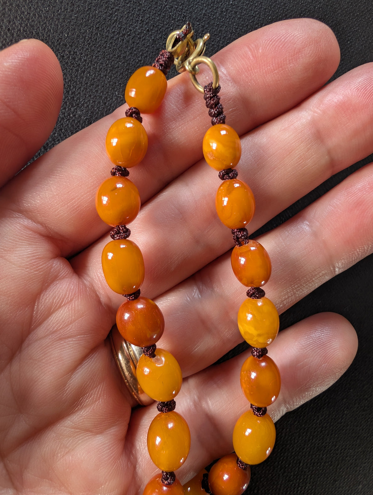Natural Amber necklace antique from Denmark baltic amber egg yolk 20.42g #2992