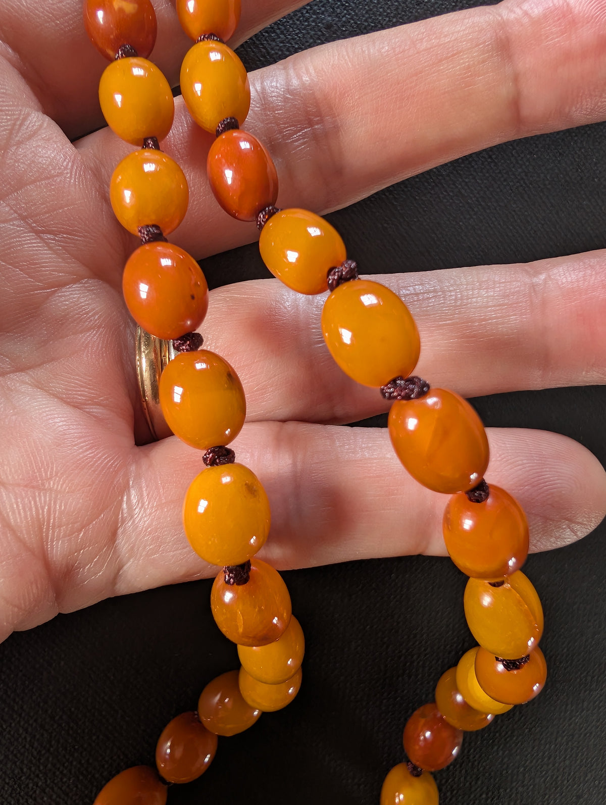Natural Amber necklace antique from Denmark baltic amber egg yolk 20.42g #2992