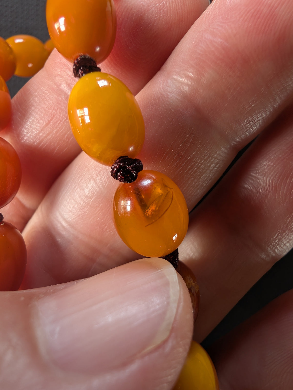 Natural Amber necklace antique from Denmark baltic amber egg yolk 20.42g #2992