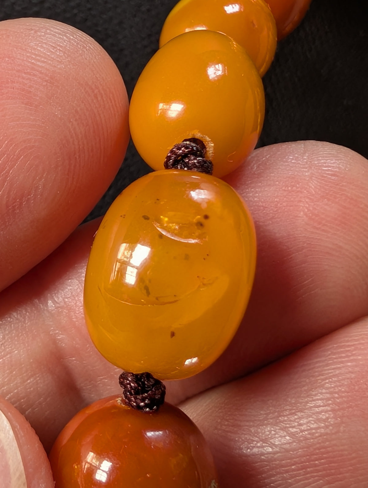 Natural Amber necklace antique from Denmark baltic amber egg yolk 20.42g #2992