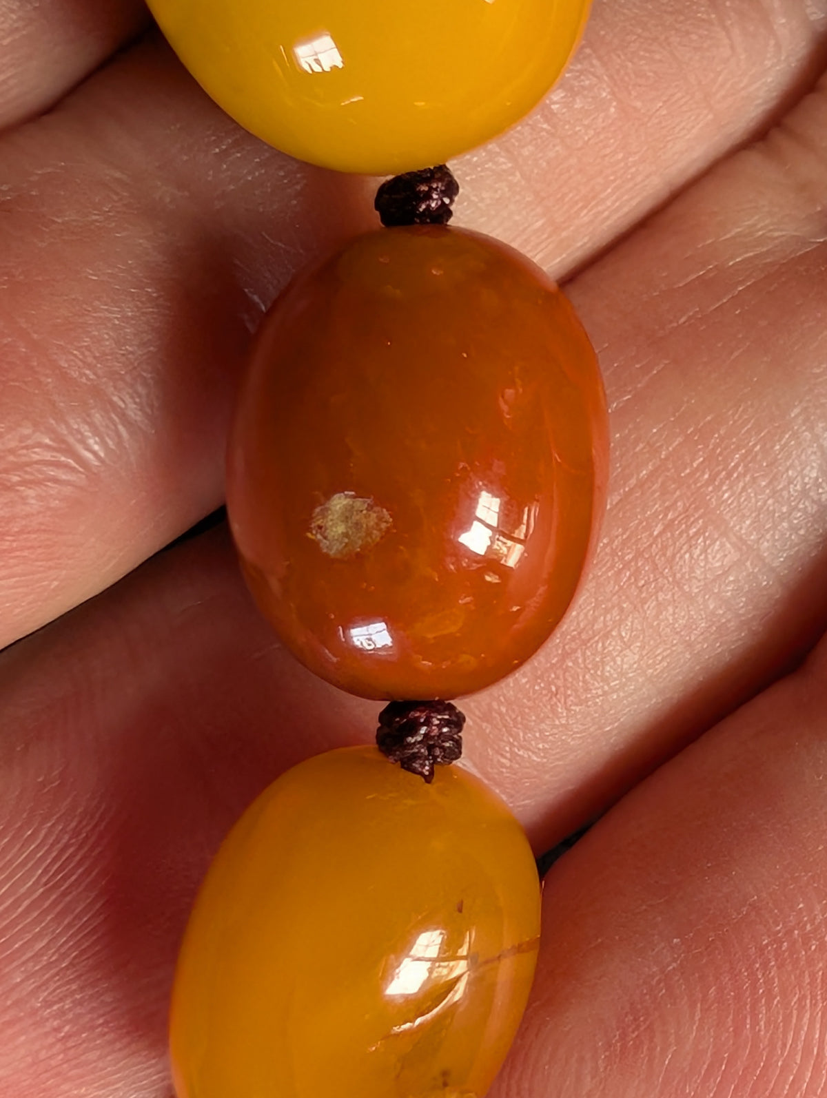 Natural Amber necklace antique from Denmark baltic amber egg yolk 20.42g #2992