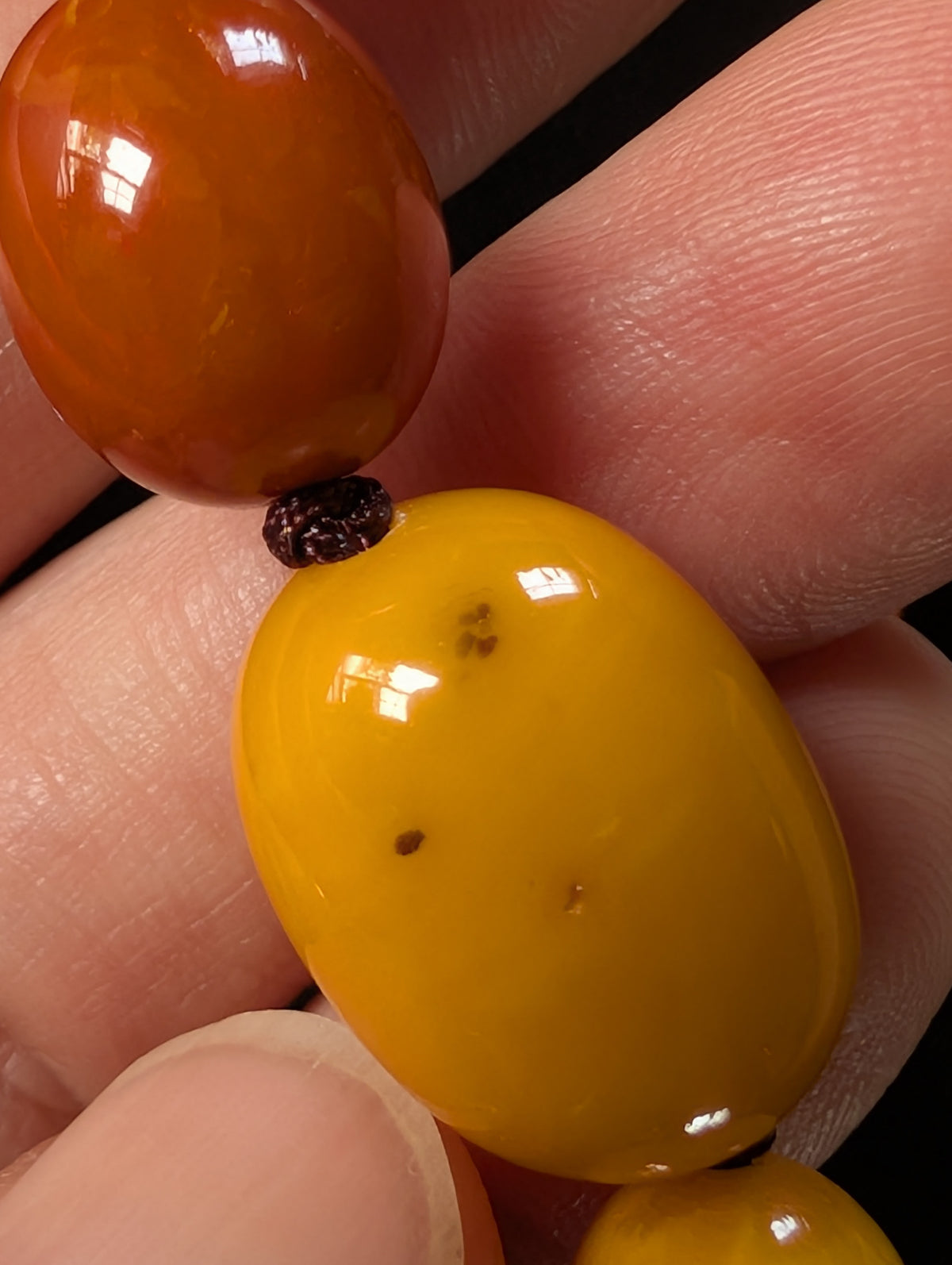 Natural Amber necklace antique from Denmark baltic amber egg yolk 20.42g #2992