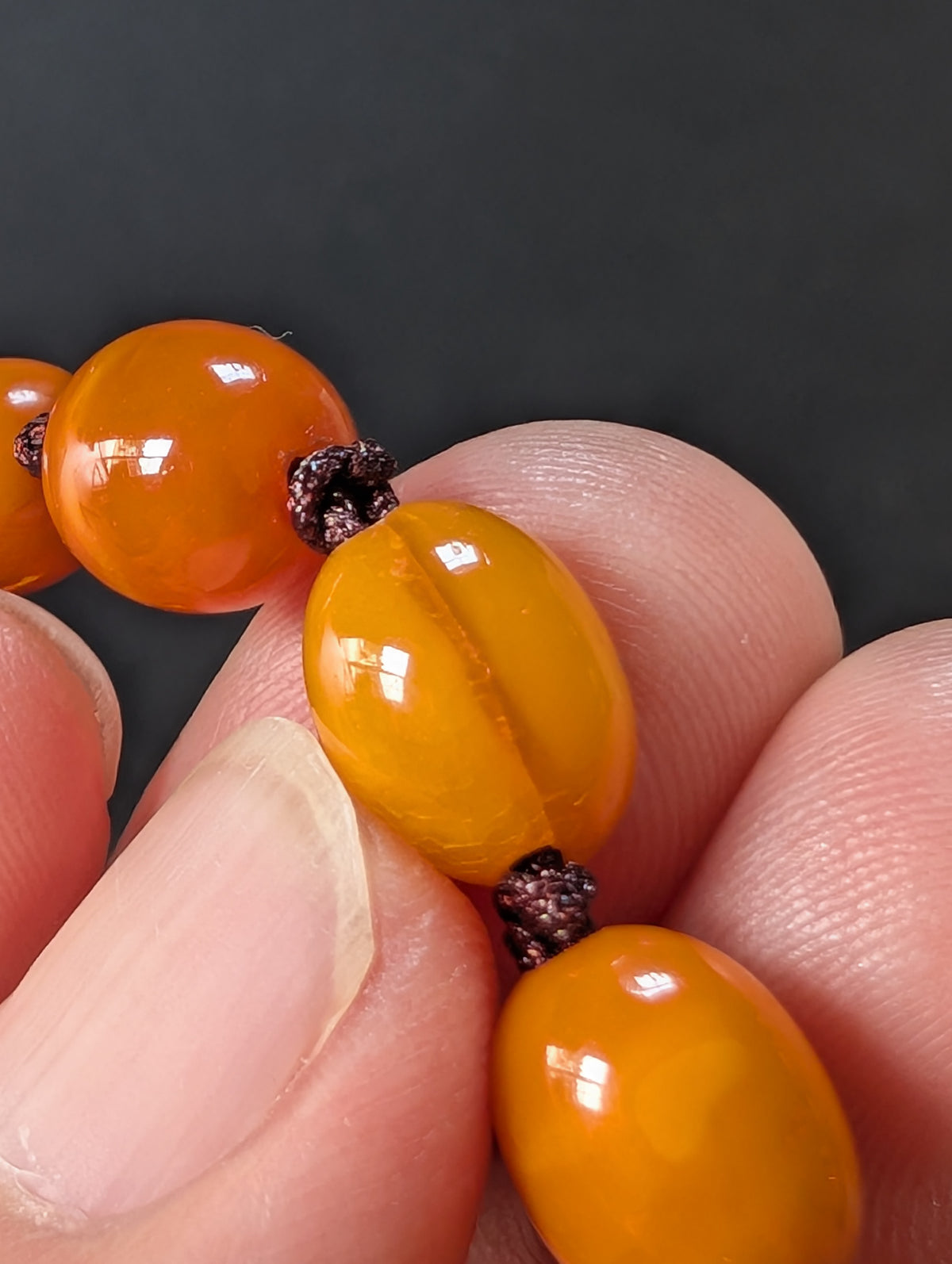 Natural Amber necklace antique from Denmark baltic amber egg yolk 20.42g #2992