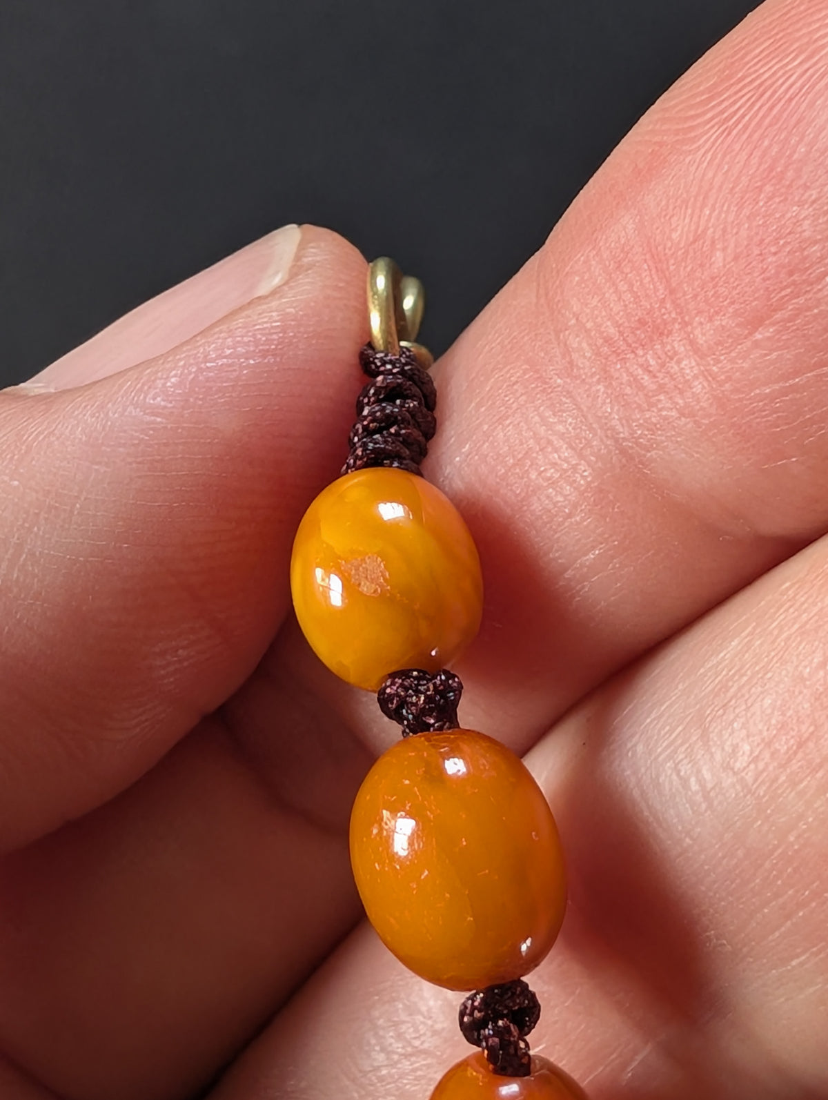 Natural Amber necklace antique from Denmark baltic amber egg yolk 20.42g #2992