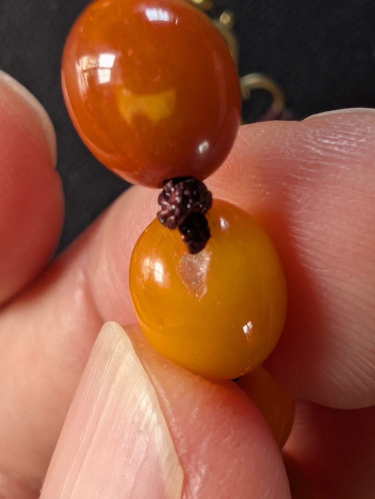 Natural Amber necklace antique from Denmark baltic amber egg yolk 20.42g #2992