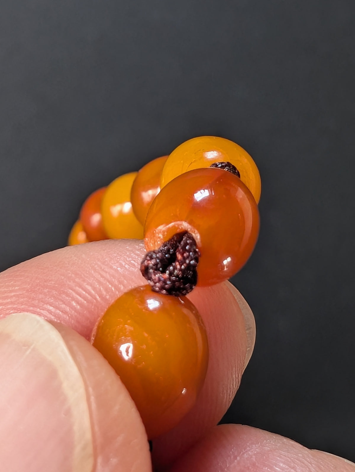 Natural Amber necklace antique from Denmark baltic amber egg yolk 20.42g #2992