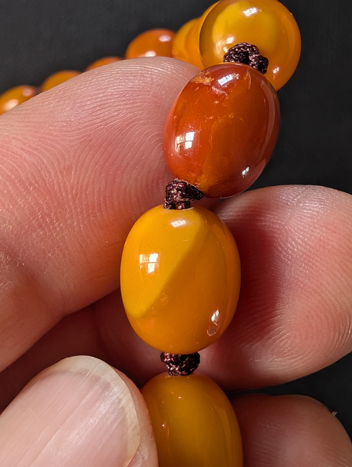 Natural Amber necklace antique from Denmark baltic amber egg yolk 20.42g #2992