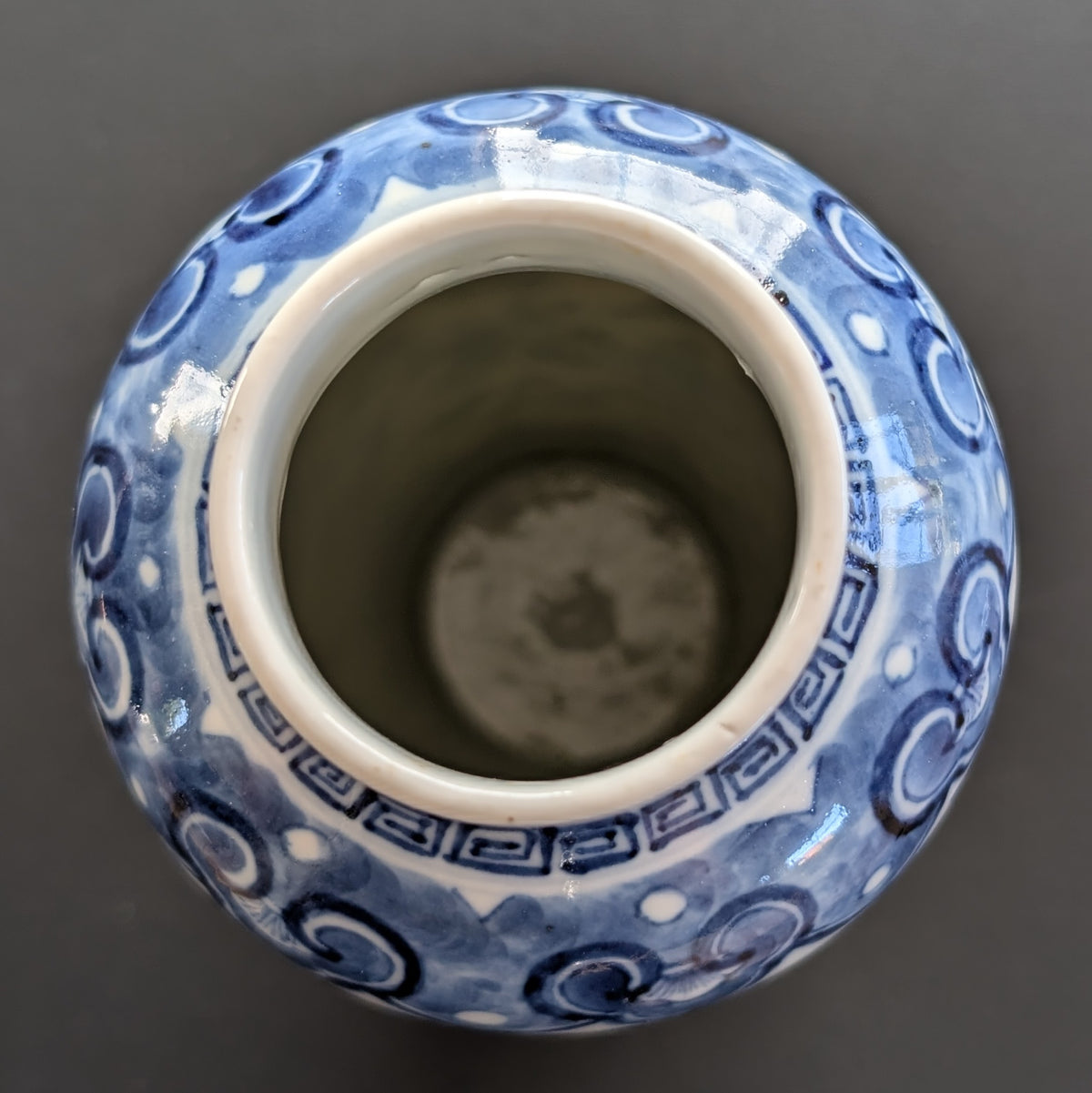 Chinese antique blue and white vase with birds , Late Qing #2999