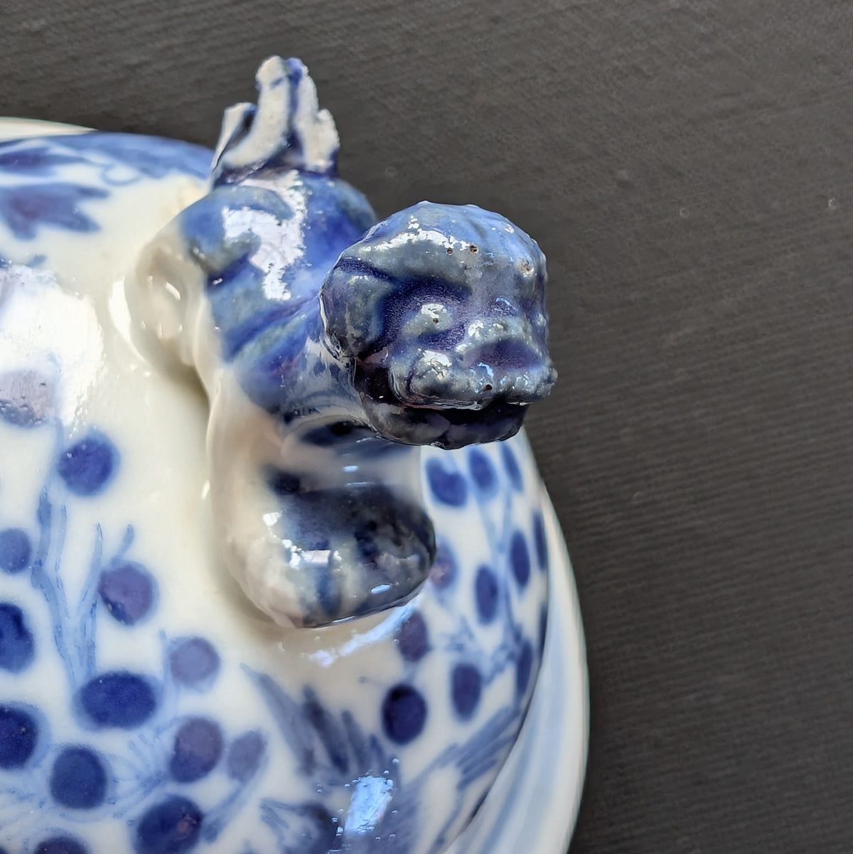 Chinese antique blue and white vase with birds , Late Qing #2999