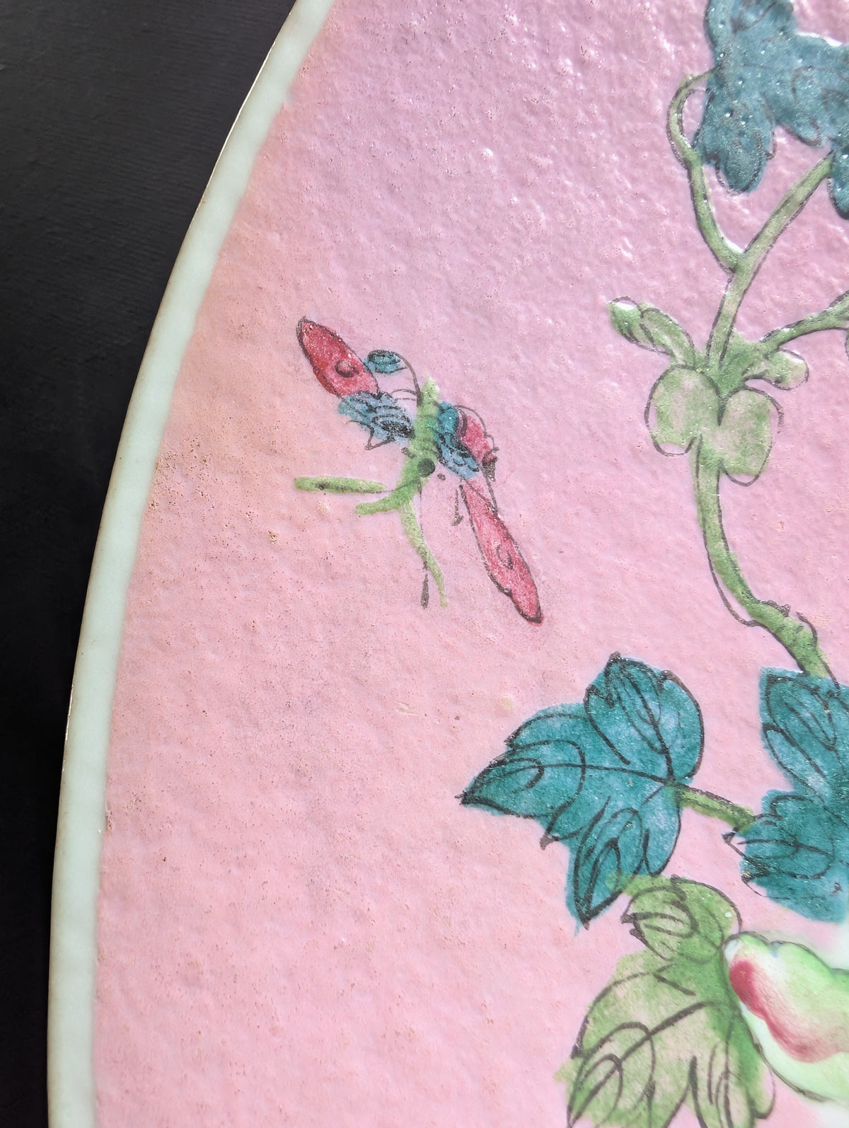 Chinese antique pink ground phoenix charger, 19th c #3006