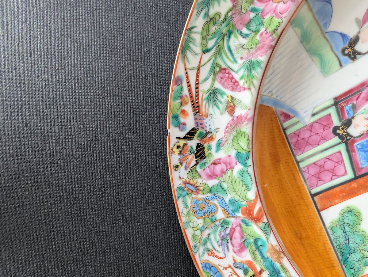 Chinese antique rose mandarin plate, Daoguang period #3010