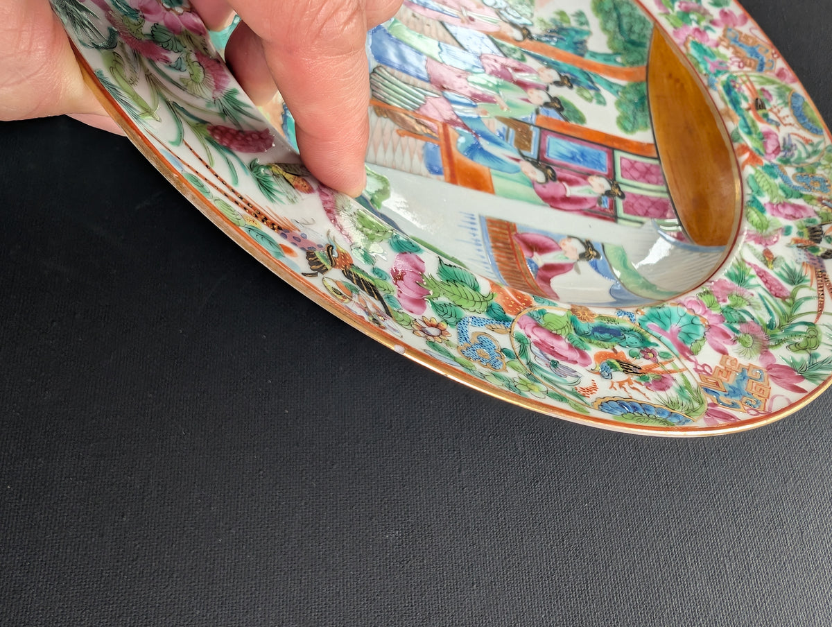 Chinese antique rose mandarin plate, Daoguang period #3010