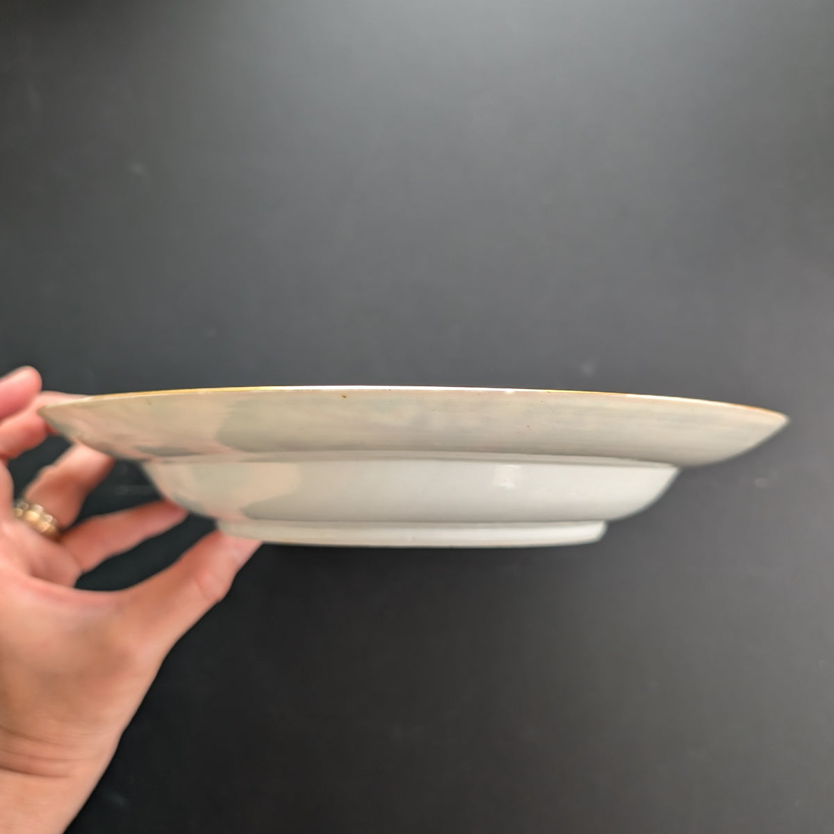 Chinese antique rose mandarin plate, Daoguang period #3010