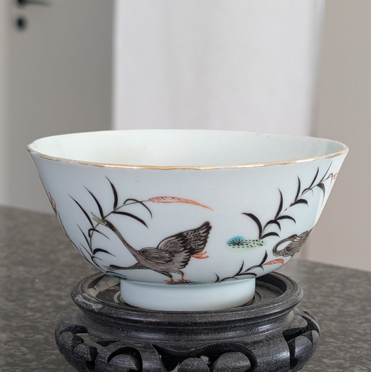 Chinese antique bowl decorated with wild geese, Late Qing / Republic #3011